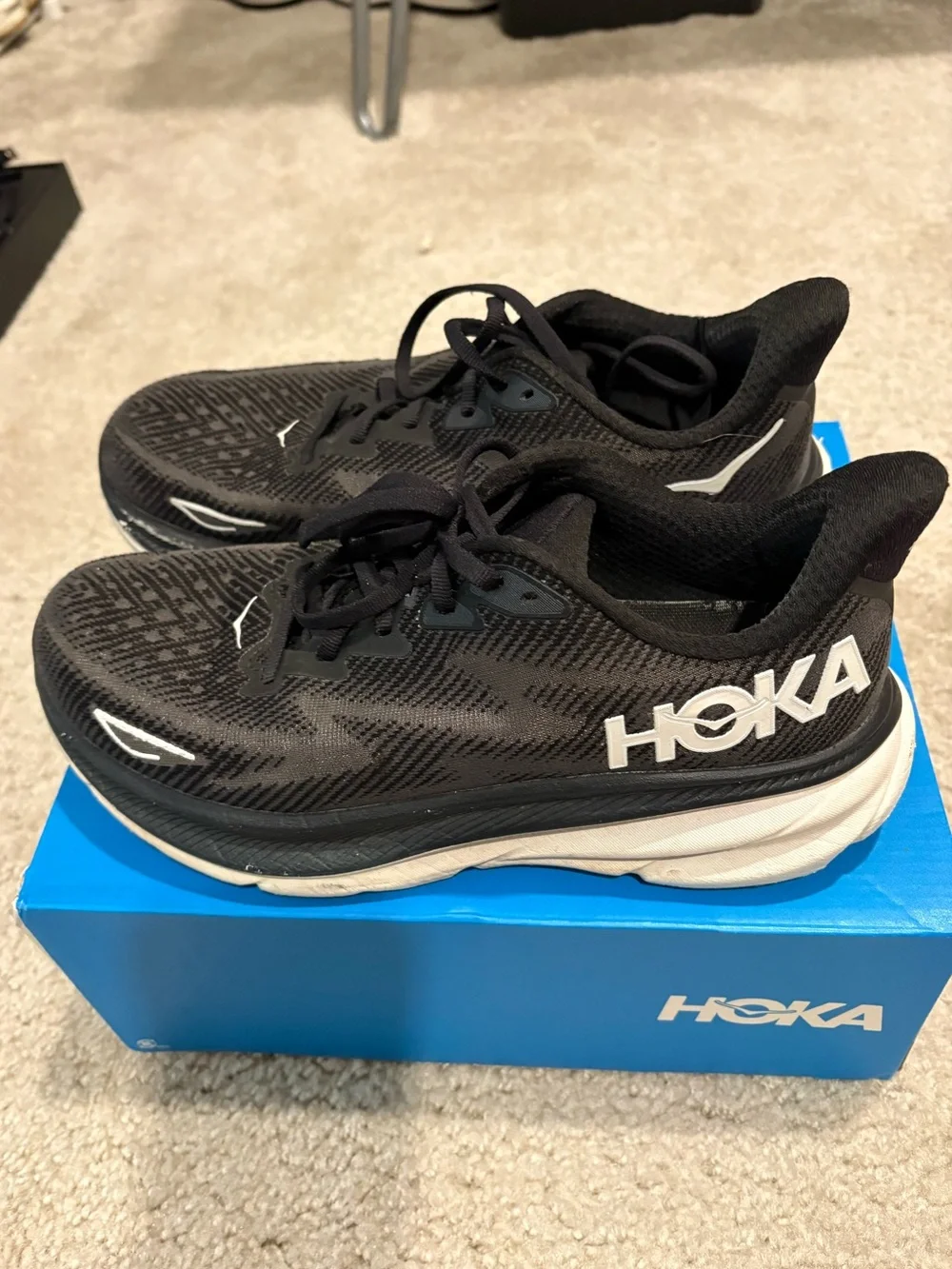 Hoka Black and White Women's Athletic Running Shoes